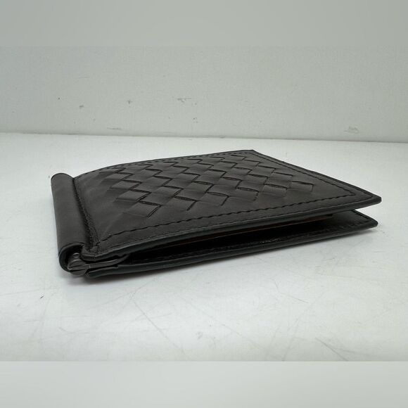 Authentic Bottega Veneta Brown Intrecciato Leather Money Clip Bifold Wallet - Picture 6 of 6